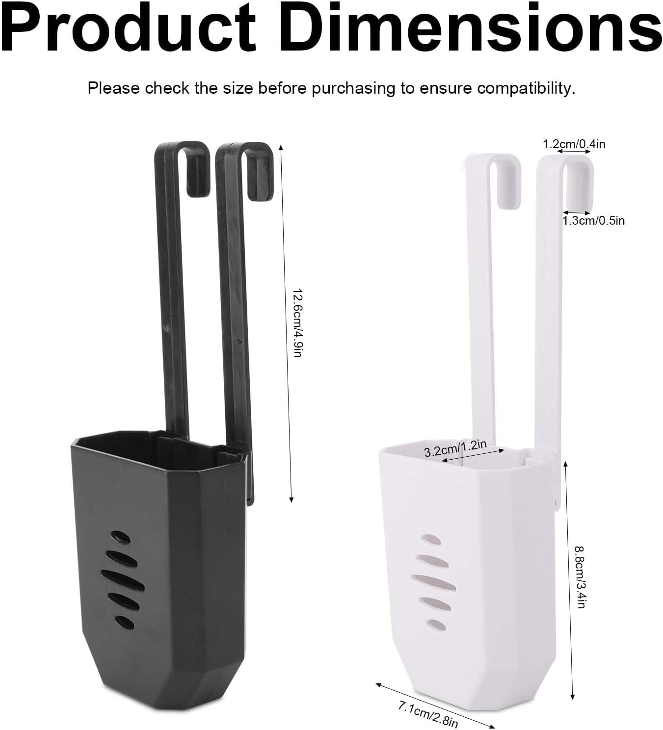 Penitue 2pcs Toilet Bowl Cleaning Pods Holder, ABS Cleaning Pods Hanging Caddy Bracket with Hooks for Home Apartment Hotel & Workplace Bathrooms (Black+White)