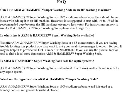 ARM & HAMMER Super Washing Soda Household Cleaner and Laundry Booster, 55 oz Box