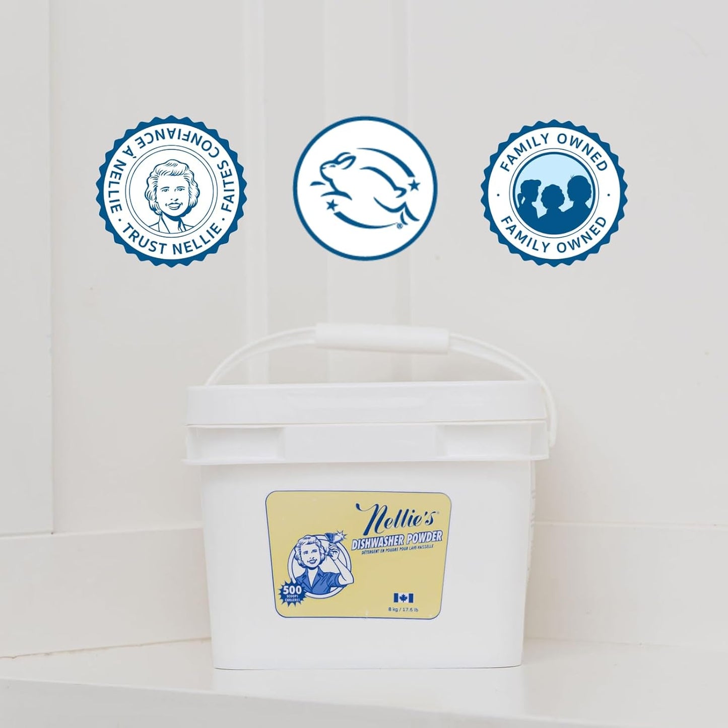 Nellie's Dishwasher Powder - 50 Load - Plant-Based Dishwasher Detergent - Septic Safe, Fragrance-Free - Easily Penetrates Grease & Food Particles - Phosphate-Free - (Made in Canada)