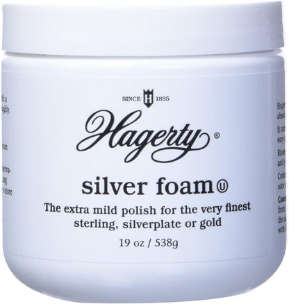 Hagerty Silver Foam - Trusted Silverware Polish and Tarnish Remover Since 1895 for Sterling Silver, Silver-Plate, Gold, and Gold – Made in USA, Kosher Certified, 19 oz