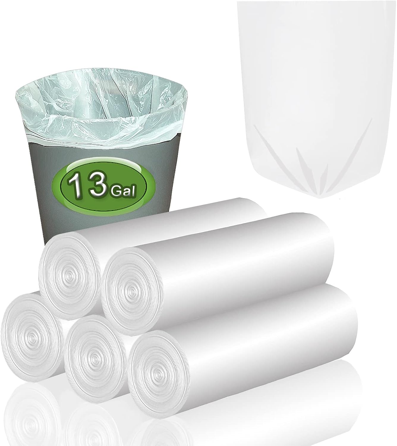 Small Trash Bags, Inwaysin Small Garbage Bags 4-6 Gallon Biodegradable Can Liners Thicken, Size Expanded, White 200 Counts