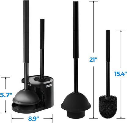FORASTO 2Pack 2 in 1 Toilet Brush and Plunger Set, Extended Handle Plunger,Toilet Bowl Brush Plunger Set,Bathroom Cleaning Tools,Toilet Brush Plunger Combo,Cleaning Brush,Cleaning Supplies