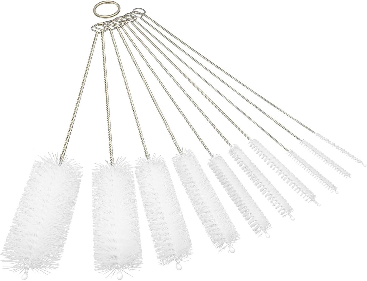 10 Piece Stainless Steel Straw Cleaning Brush Set - Durable Nylon Bristles - Multi-Size for Reusable Straws, Sippy Cups, and Narrow Neck Containers