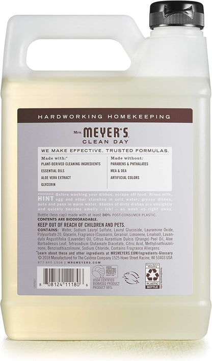 Mrs. MEYER'S CLEAN DAY Liquid Dish Soap Refill, Lavender, 48 Fl Oz (Pack of 3)
