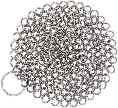 Chainmail Scrubber Cleaner 7.8" x 7.8" Premium 316L Stainless Steel Scrubber for Cast iron Pots,Pan, BBQ Grill, Wok and All Kitchenware Items - Stainless Steel