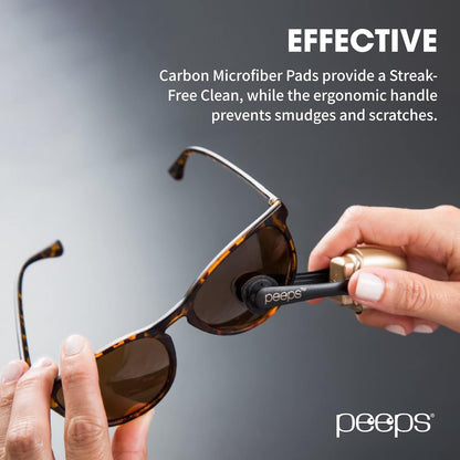 Peeps Glasses Cleaner - for Eyeglasses, Reading Glasses, and More - Lens Cleaner with Carbon Microfiber Tech-Injected Blue-1 Count (Pack of 1)