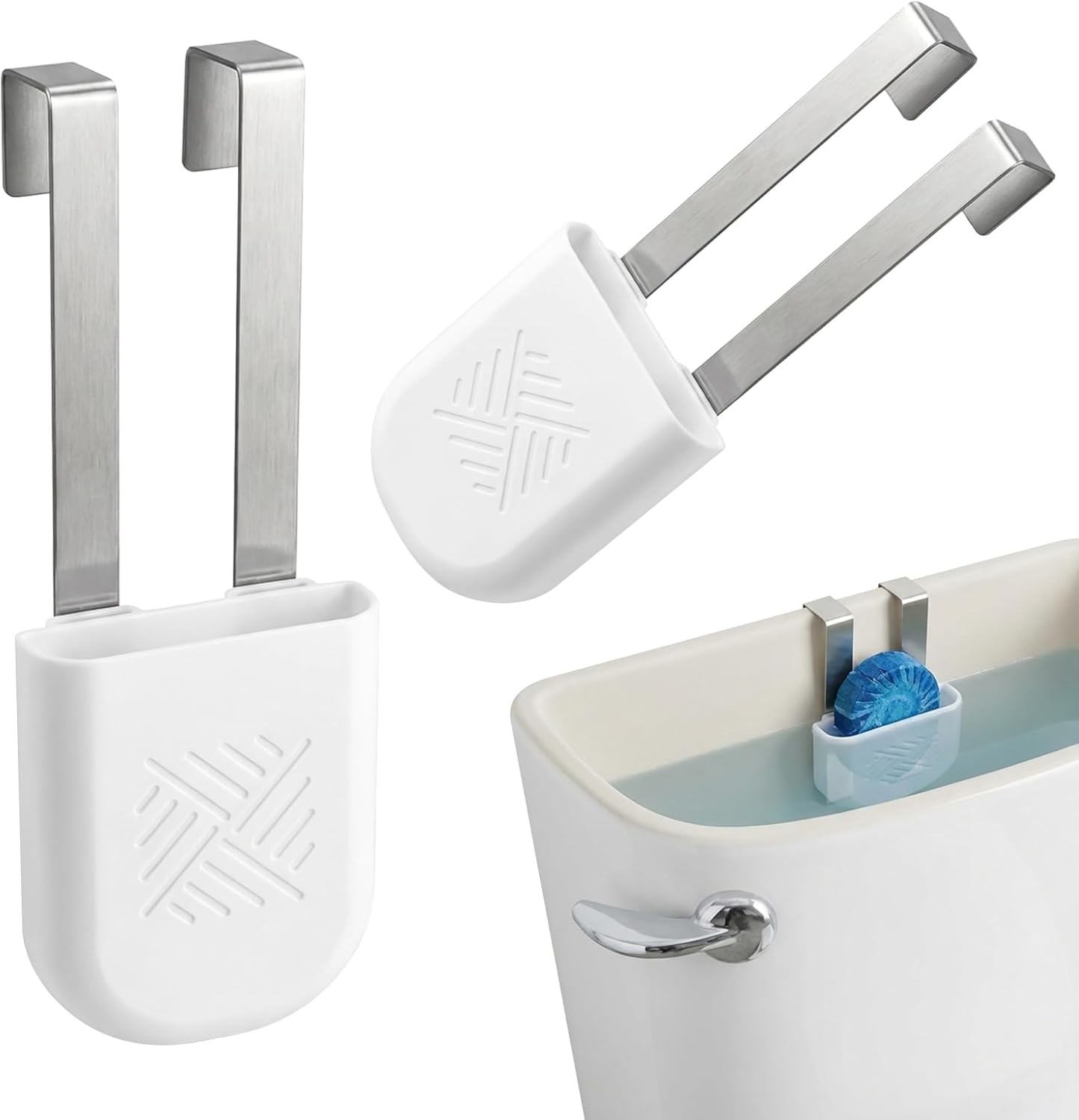 2 Pcs Toilet Tank Cleaning Tablet Holder, Hanging Toilet Tank Cleaner Caddy, Bleach Tablet Bracket, Bowl Cleaner Carrier for Polluting Water Tank, 7.6'' x 2.7'' x 1.57'' (COLOR:White)