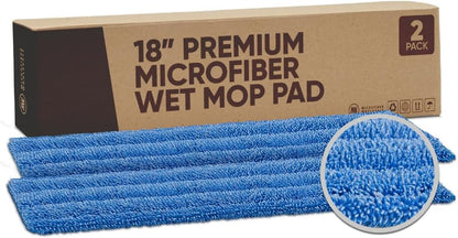 Microfiber Wholesale 18 inch Microfiber Mop Pads - Machine Washable, Reusable, Refills & Replacement Wet Mop Heads Compatible with Any Microfiber Flat Mop System (3 Pack)