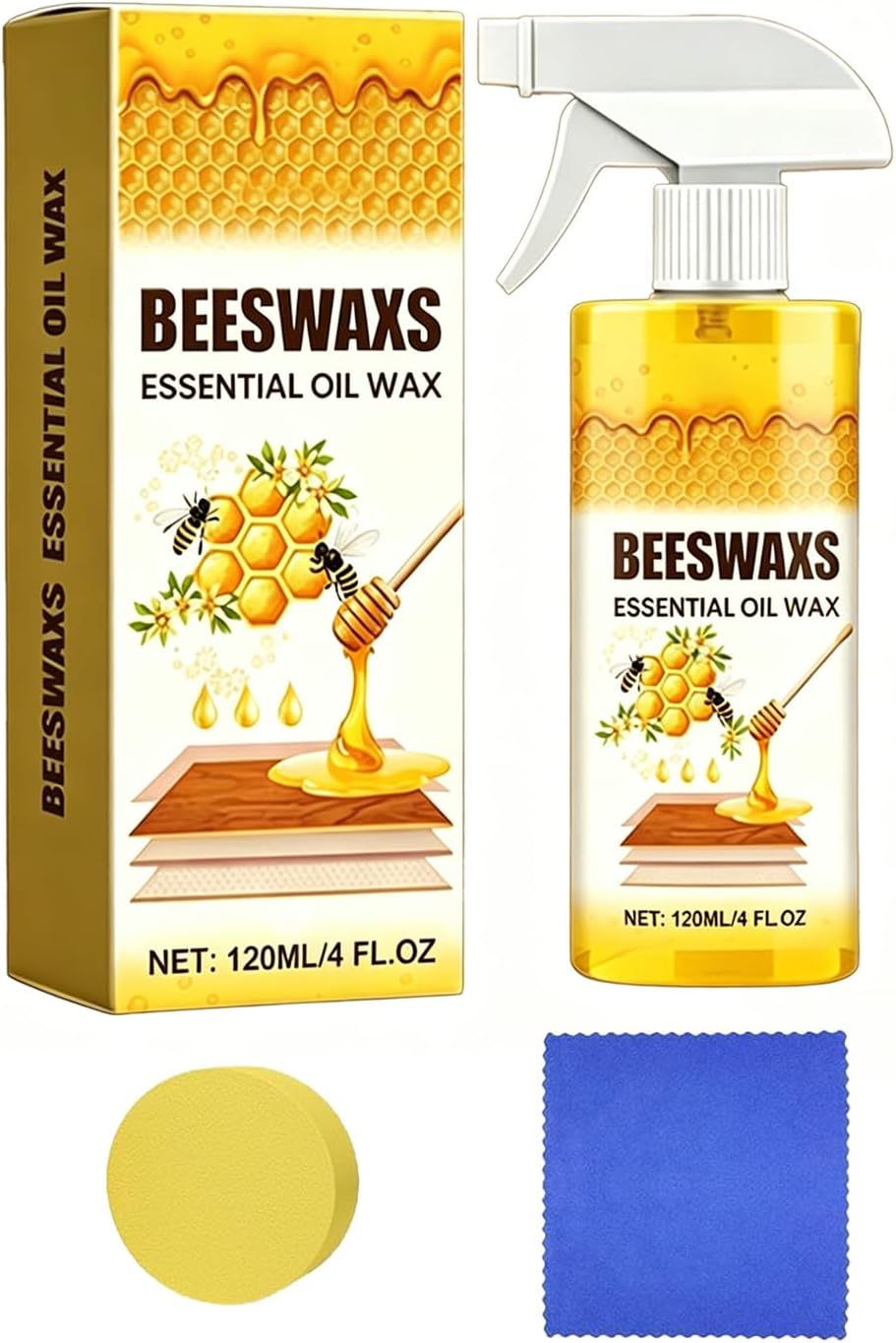 Beeswax Spray Furniture Polish, Wood Cleaner Repairing, Natural Beeswax Care for Living Rooms,Kitchens,Wood Furniture Floors, Restores Shine & Removes Scratches (3PC)