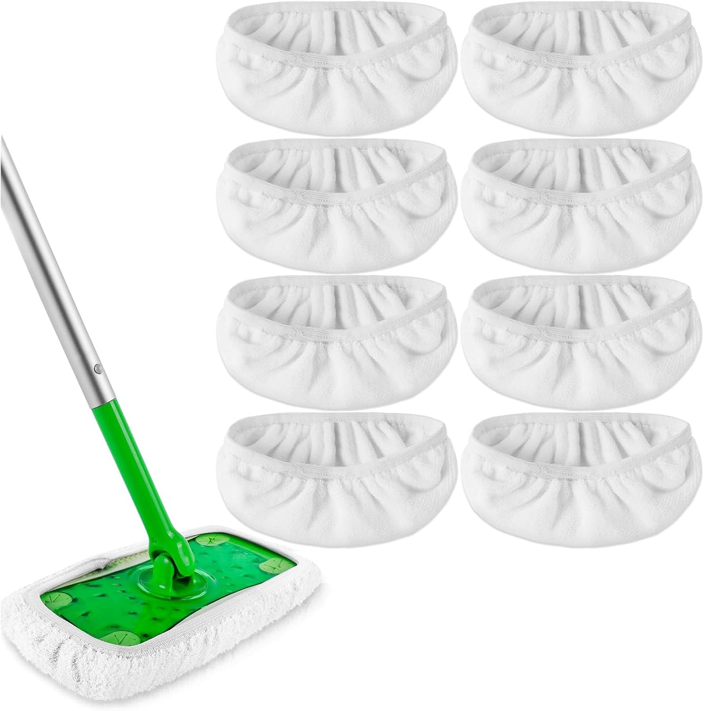 KEEPOW Reusable Mop Pads Compatible with Swiffer Sweeper Mop, Dry Sweeping Cloths for Swiffer Pads, 8 Pack Washable Microfiber Wet Mopping Cloth Refills for Surface/Hardwood Floor Cleaning