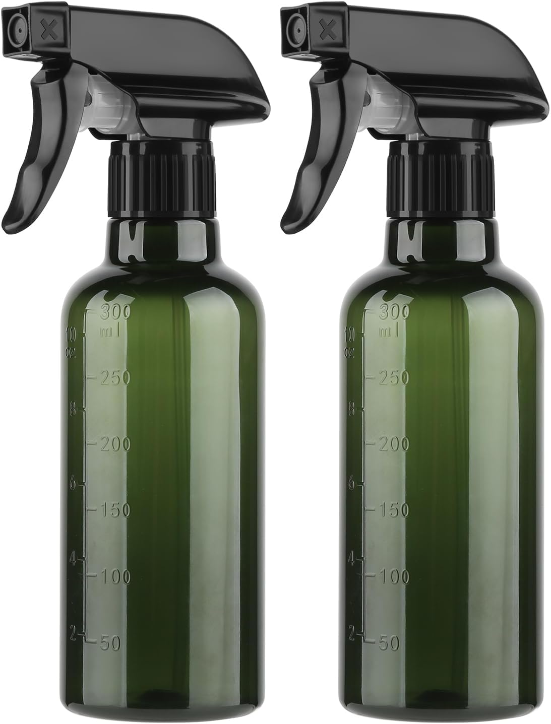Plastic Spray Bottles (2 Pack 10 oz), Leakproof Adjustable Fine Mist & Jet Stream Nozzle, Premium BPA-Free Plastic Multi-Purpose for Hair, Plants, Cleaning (2 PACK CLEAR)