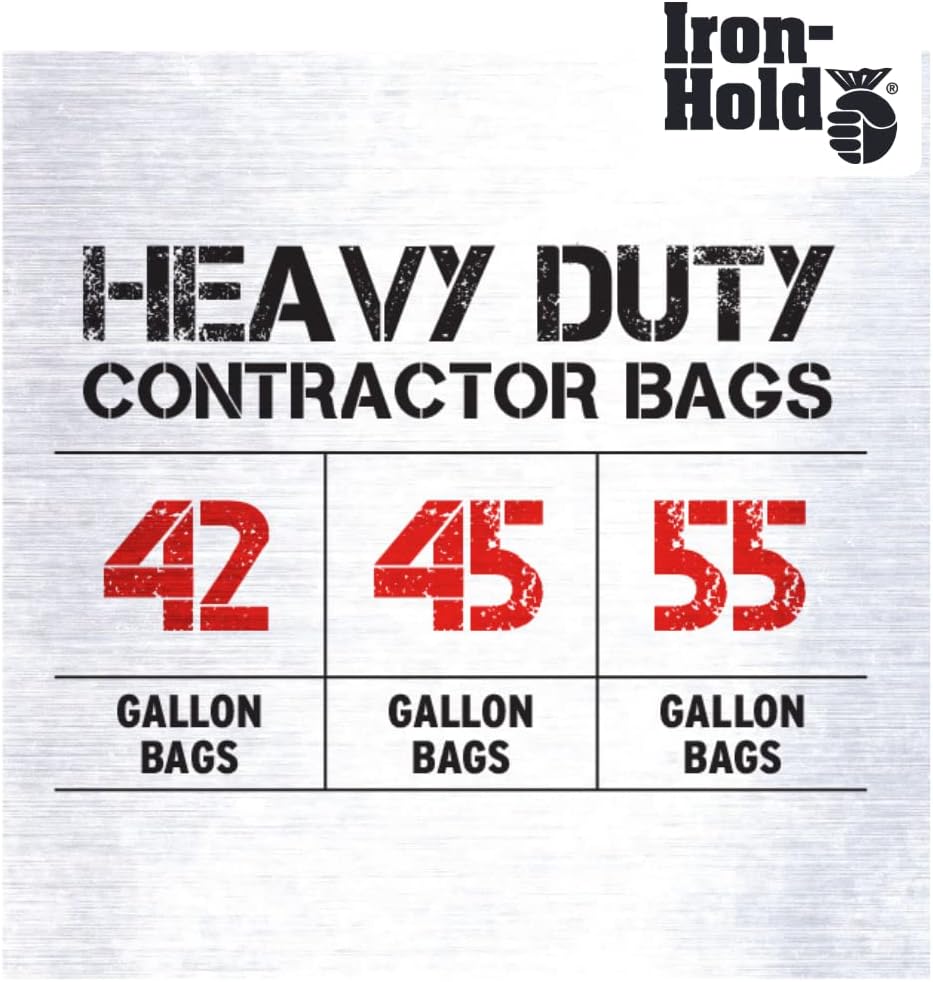 Contractor Trash Bags - 45 Gallon, 18 Bags, Wing Tie Closure, 3 MIL Thick, Gusseted Bottom, Black - Heavy Duty Industrial Strength Garbage Bags