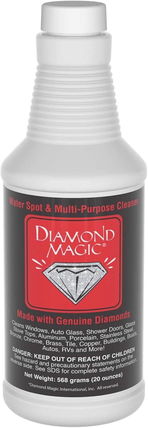 Water Spot & Multi-Purpose Cleaner (20 Ounces) Clean with The Power of Genuine Diamonds! Professional Cleaner/Hard Water Stain Remover. Made in The USA!