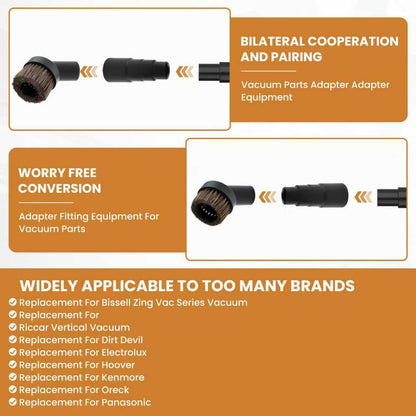 2 Pcs Black Round Vacuum Brush, 1-1/4" Universal Vacuum Dust Brush, 25mm Vacuum Brush Attachment with Four-Layer Vacuum Adapter for Most Vacuum Cleaners Accessories