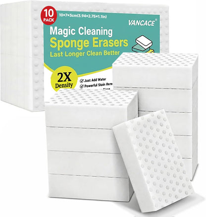 Heavy Duty Magic Sponges Cleaning Eraser Large Size 10 Pack, 2X Compressed Melamine Sponge Cleaner, Melamine Foam All Purpose Cleaning Pads, Stain Remover for Home Kitchen Bathroom Sneaker Car