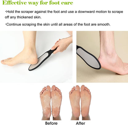 BEZOX Foot File Callus Remover, Double Sided Foot Scrubber for Dead Skin, Stainless Steel Pedicure File for Cracked Heel W/Cloth Storage Bag & Gift Box