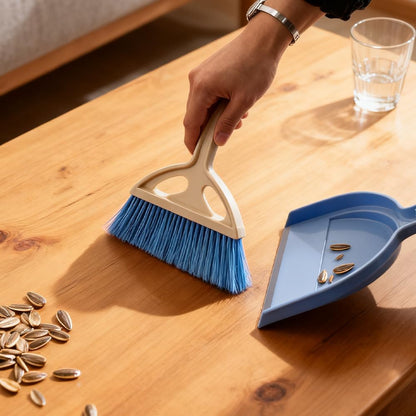 6 Pack Mini Dustpan and Brush Set - Small Whisk Broom with Handle, Nesting Tiny Cleaning Broom & Dust Pan, Handheld Cleaner for Table, Desk, Keyboard, Cars & Pet Nests