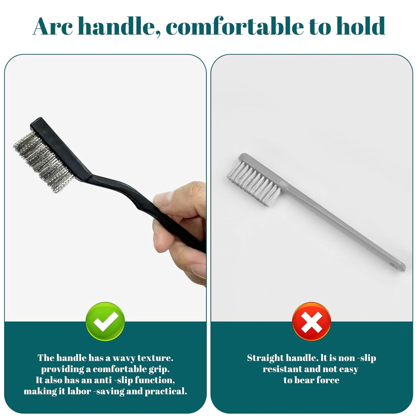 15PCS Mini Wire Brush Stainless Steel Brush Set，Masonry Brush Wire Bristle for Cleaning Welding Slag and Rust，Curved Handle Brush (Stainless Steel, 15)