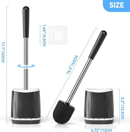 TRENTI Toilet Brush, Toilet Brush and Holder Set, Bristles Toilet Bowl Brush Head with Ventilated Holder, Wall Mounted Compact Toilet Brush Set for Bathroom Deep Cleaning (1, White)