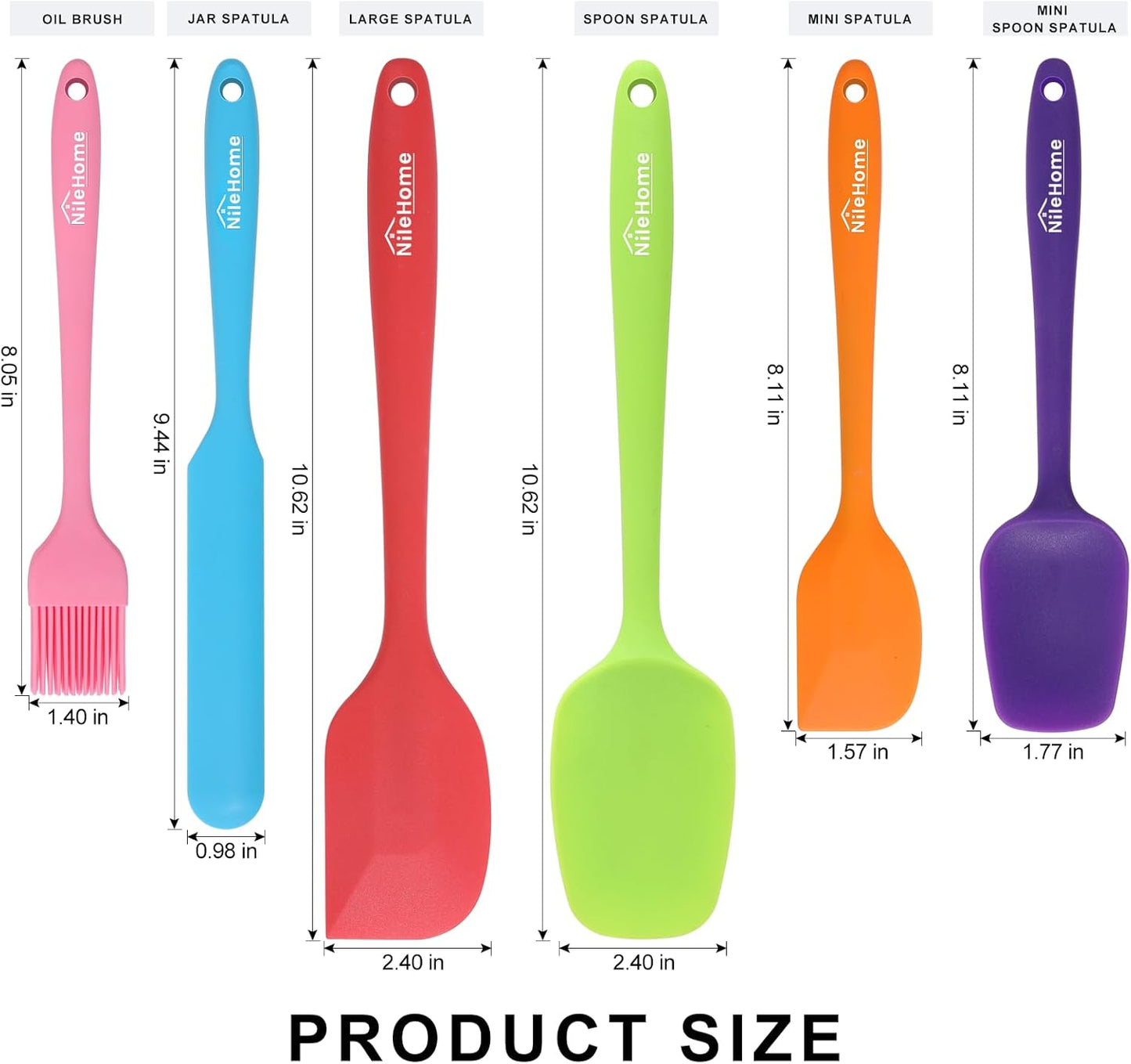NileHome Silicone Spatula Set, 6 Pieces Food Grade Kitchen Utensils with Silicone Brush Heat Resistant Dishwasher Safe BPA-Free Rubber Spatula for Scraping, Baking, Cooking, Mixing-Forest Style