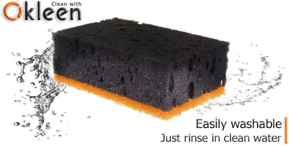 Green Multi Use Scrub Sponge. Made in Europe. 9 Pack, 4.3x2.8x1.4 inches. Odorless Heavy Duty and Non Scratch Fiber. Best, Durable, Delicate, Porous, Non Cellulose Kitchen Sponges and Scrubbers