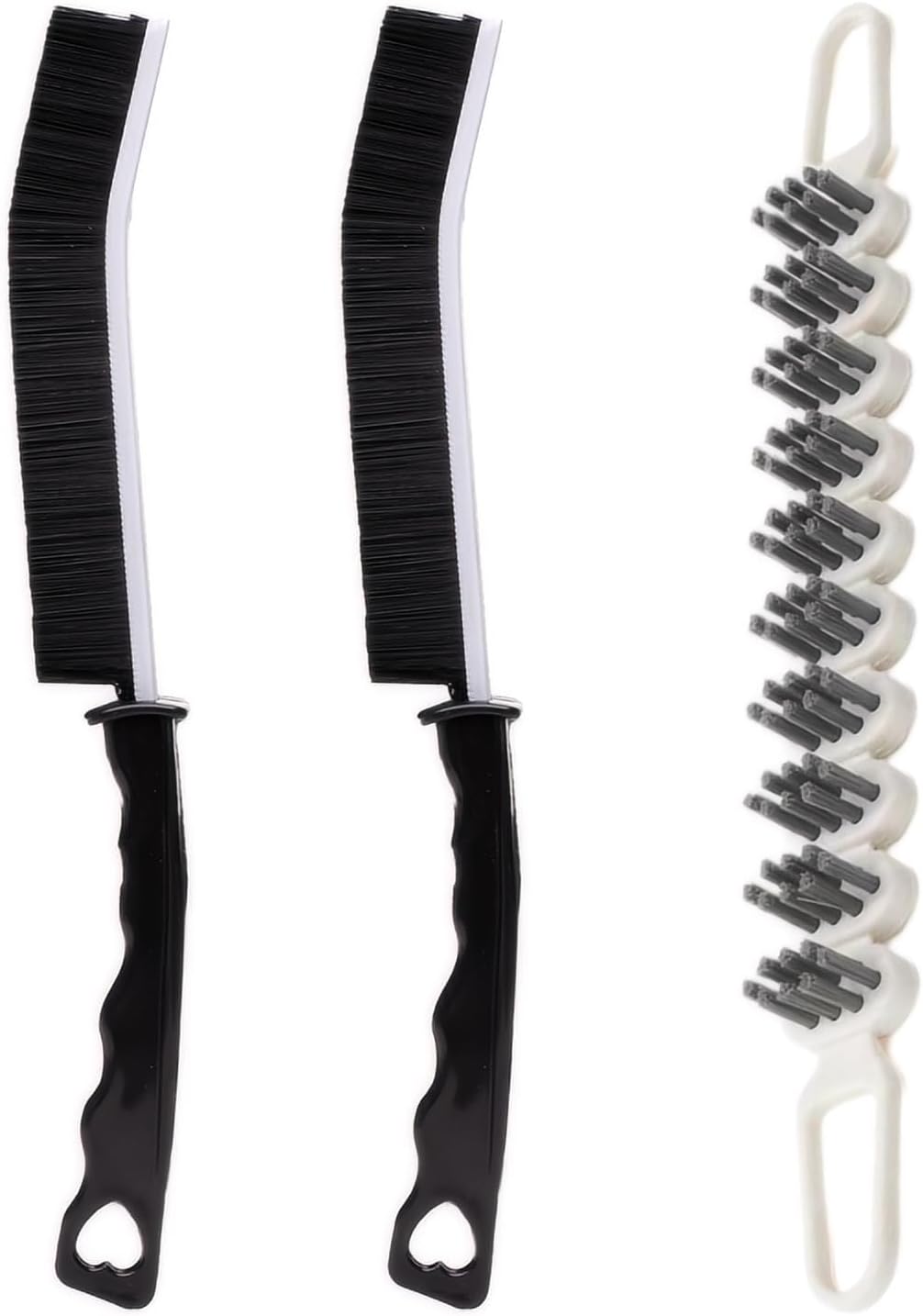 Crevice Cleaning Brush Hard Bristle Grout Brush Scrub Brush Toilet Brush Cleaning Tools Cleaning Supplies for Household Use Bathroom Kitchen 3 Pcs (Black&Blue)
