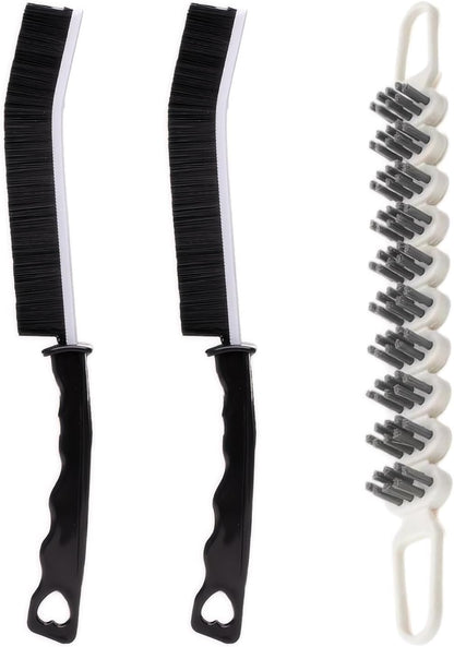 Crevice Cleaning Brush Hard Bristle Grout Brush Scrub Brush Toilet Brush Cleaning Tools Cleaning Supplies for Household Use Bathroom Kitchen 3 Pcs (Black&Blue)