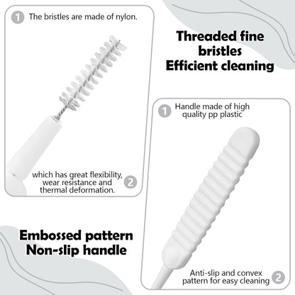100 Pieces Mini Shower Head Cleaning Brush Multifunctional Gap Hole Anti-Clogging Nylon Pore Gap Cleaning Brush for Window Slot Phone Keyboard Car Vent Straw Bathroom Shower Cleaning Tool (White)