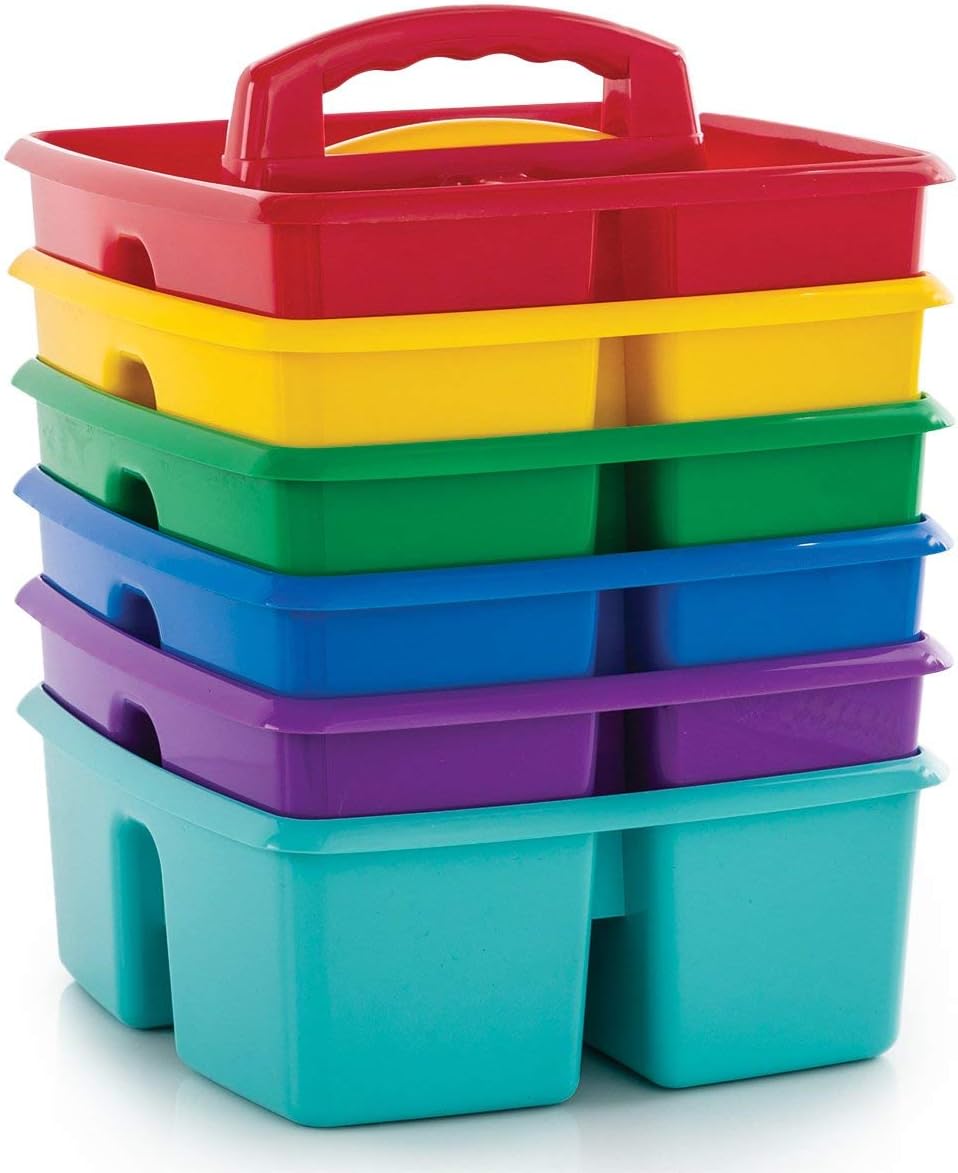Storex 2-Compartment Large Cleaning Caddy – Multipurpose Supply Organizer with Handle - Black, 1-Pack (00973A06C)