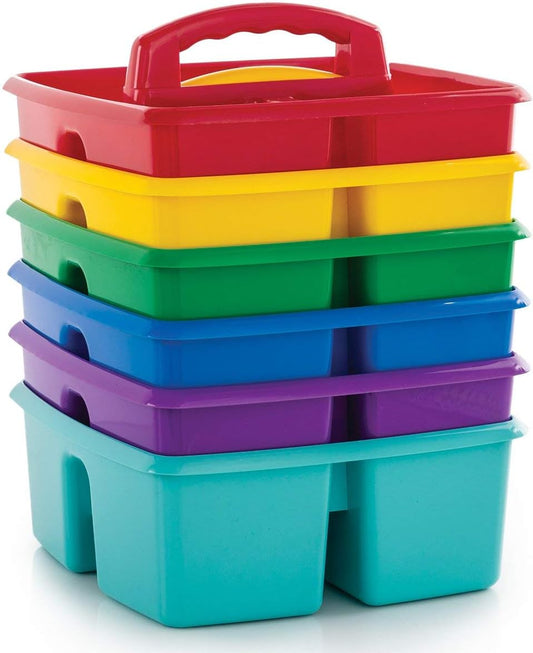 Storex 2-Compartment Large Cleaning Caddy – Multipurpose Supply Organizer with Handle - Black, 1-Pack (00973A06C)