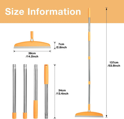Silicone Air Broom,Multifunction Broom with Long Handle，Adjustable Rubber Squeegee Sweeping Water for Indoor Hardwood Floors,Kitchen,Concrete Floor,Bathroom Tile(Gray Yellow)