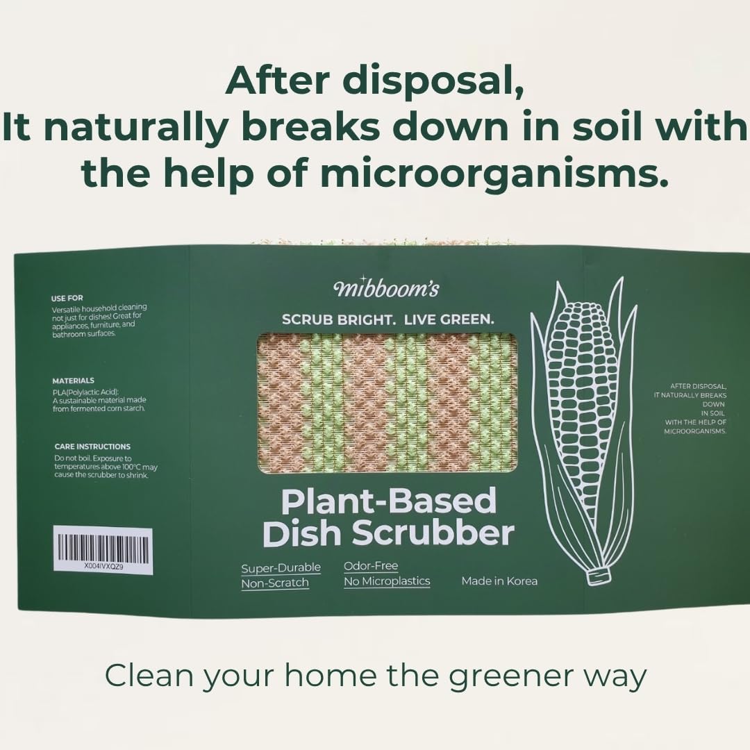 mibboom's Dish Scrubbers – Non-Scratch, Reusable Kitchen Sponges for All-Purpose Cleaning, Made in Korea, 4 Pack (7.6 x 7.4 in)