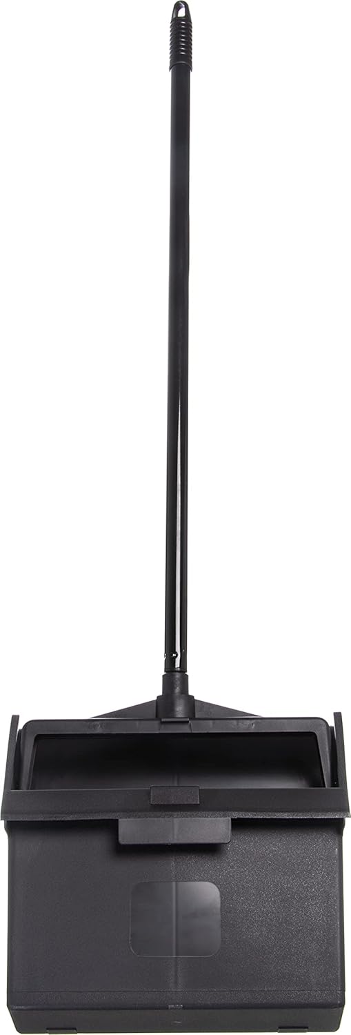 Carlisle FoodService Products Duo-Pan Upright Dust Pan and Broom Set, Essential Cleaning Tools for Home and Commercial Use, 36" Handle, 1 Count, Black