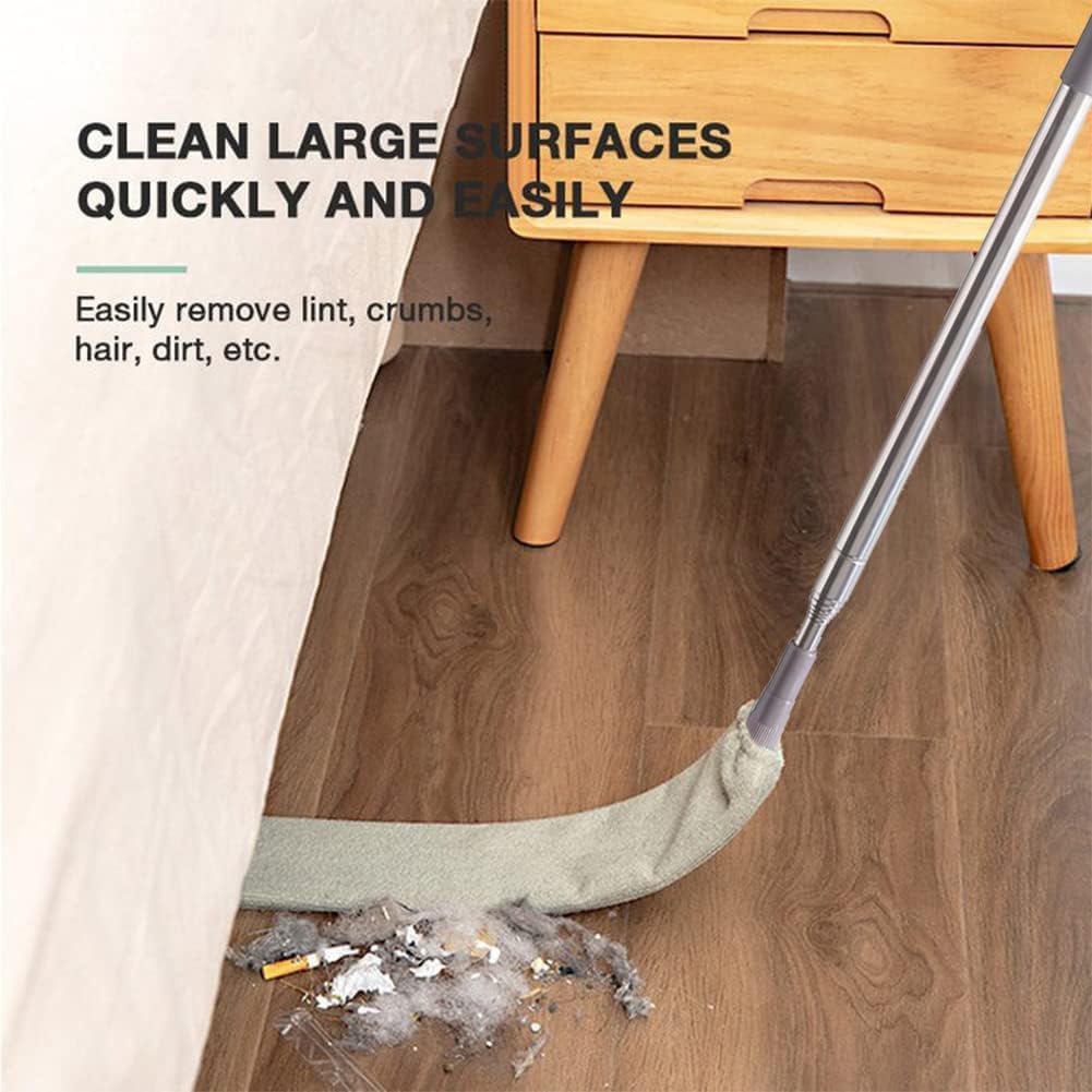 Emcgicc Retractable Gap Dust Cleaner, Microfiber Hand Duster, Under Fridge & Appliance Duster, Telescopic Dust Brush for Wet and Dry, Cleaning Tools for Home Bedroom Kitchen (55.2in, Grey)
