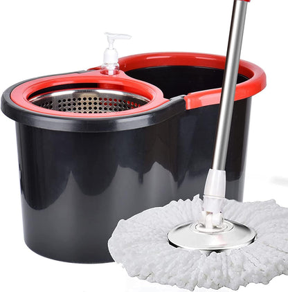 Spin Mop and Bucket with Wringer Set，Mop and Bucket Set for Floor Cleaning with 3 Mop Refills 61 inches Telescoping Rod for Office and Home use