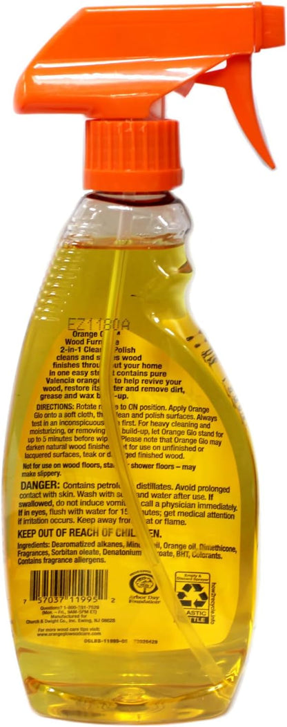 Orange Glo Wood Furniture 2-in-1 Clean & Polish Spray, 16 oz. (Pack of 4)