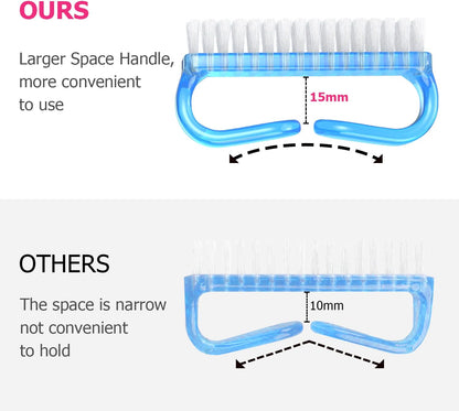 Larbois Handle Grip Nail Brush, Nail Brushes Hand Fingernail Brush Cleaner Scrubbing Kit Pedicure for Toes and Nails Men Women (4 Pack)