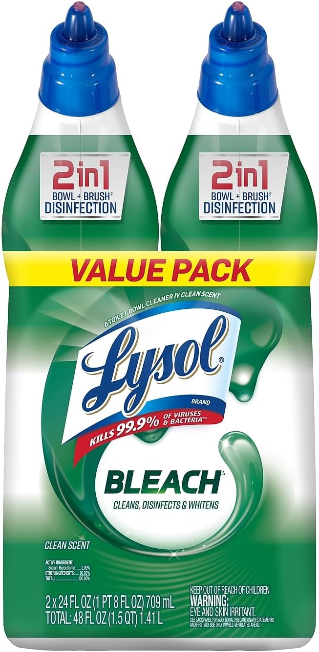 Lysol Complete Clean Toilet Bowl Cleaner with Bleach Value Pack, 2 Count