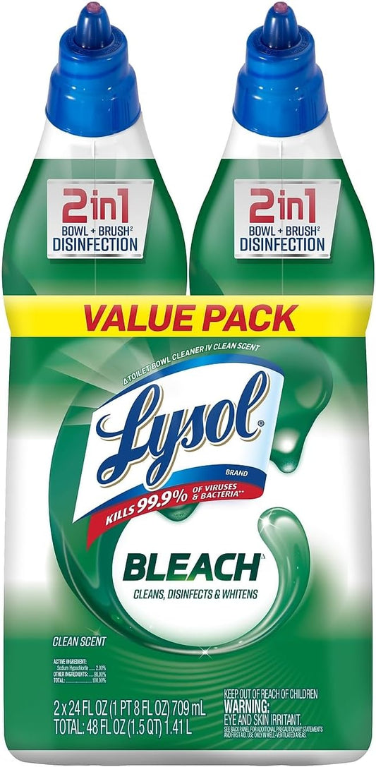 Lysol Complete Clean Toilet Bowl Cleaner with Bleach Value Pack, 2 Count