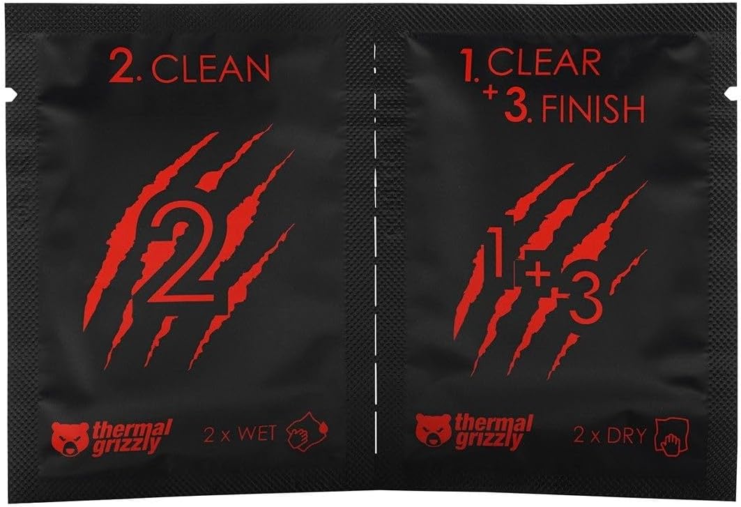 Thermal Grizzly Thermal Paste Spatula (3-Pack) and Cleaning Wipes Bundle
