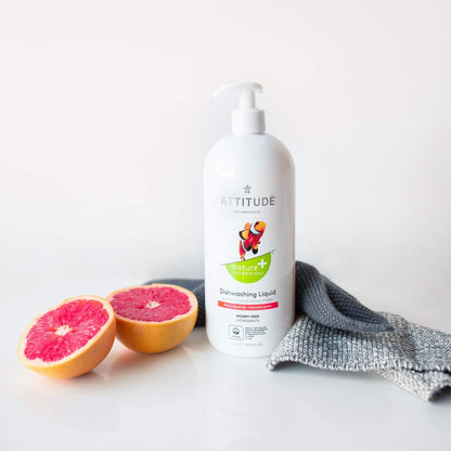 ATTITUDE Dish Soap, EWG Verified, Plant-Based & Vegan Dishwashing Liquid, Naturally Derived, Citrus Zest Scent, 33.8 Fl Oz