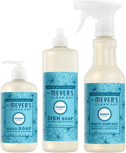 MRS. MEYER'S CLEAN DAY Kitchen Essentials Set, Includes: Hand Soap, Dish Soap, and All Purpose Cleaner, Lemon Verbena, 3 Count Pack
