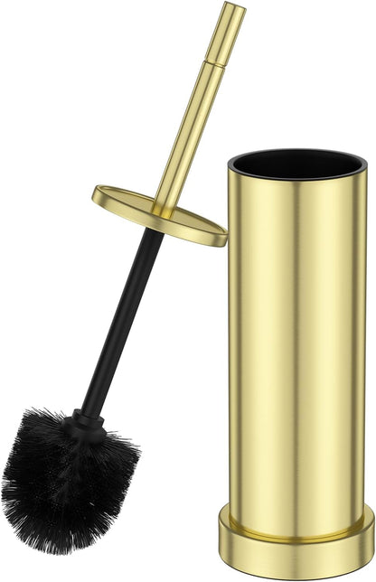 Toilet Brush and Holder Set: 304 Stainless Steel Heavy Duty Toilet Bowl Brush and Holder with Removable Inner Bowl and Splash Protection, Modern Long Handle Bathroom Cleaning Tool