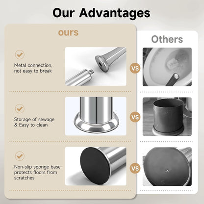 Bronze Toilet Brush and Holder，Extra Long Handled Toilet Brush for Bathroom，Stainless Steel Heavy Duty Toilet Bowl Brush,Deep Cleaning Modern Toilet Cleaner Brush -Space Saving, Covered Brush, Durable