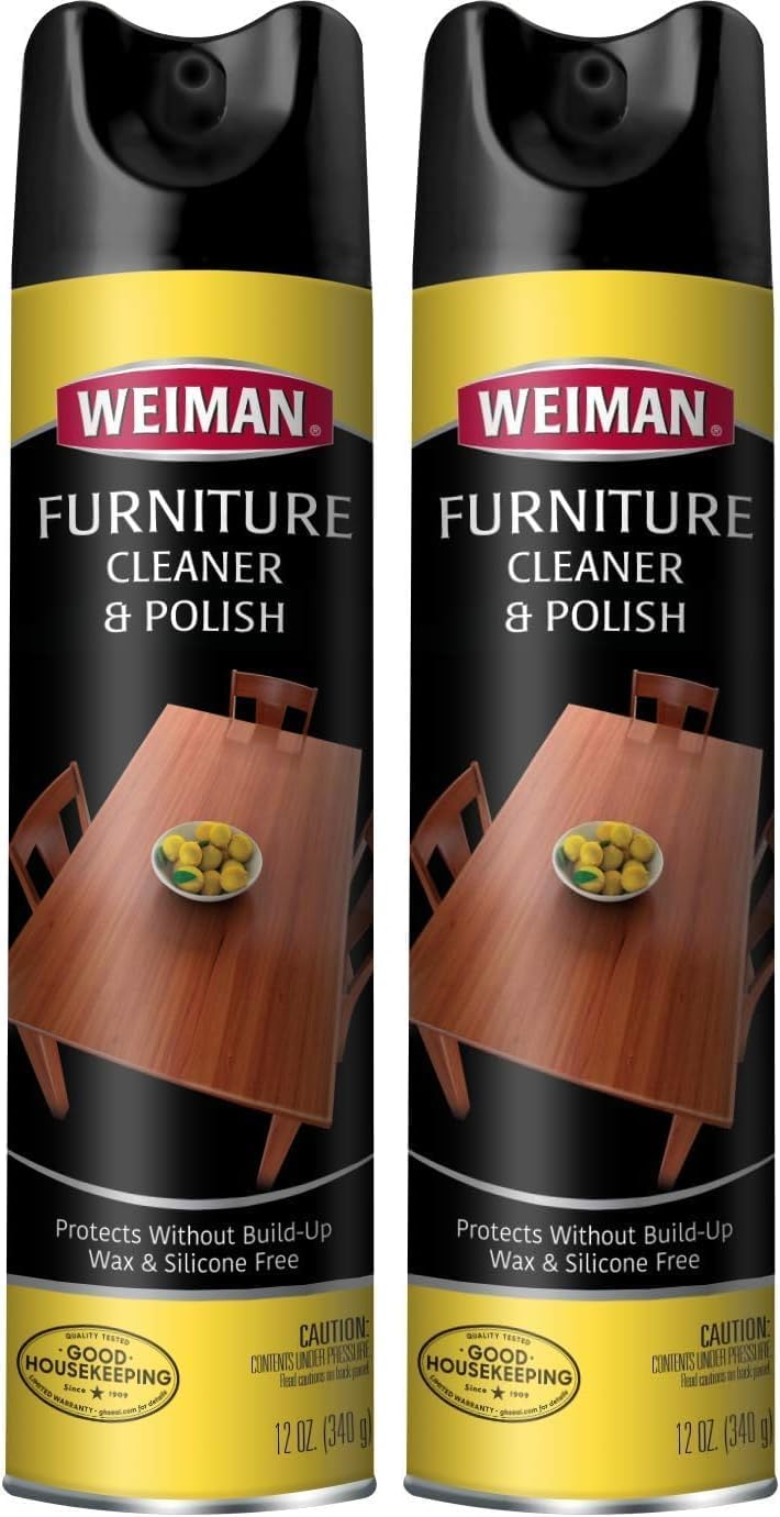 Weiman Wood & Furniture Cleaner & Polish - 12 Ounce - Aerosol Protect Clean Polish Wax Your Wood Tables Chairs Cabinets