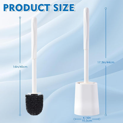 2 Pack Toilet Brush for Bathroom, Toilet Brush and Holder Set, Toilet Bowl Brush with Long Handle for Drip-Proof Deep Cleaning with Hidden Scrubber Brush White
