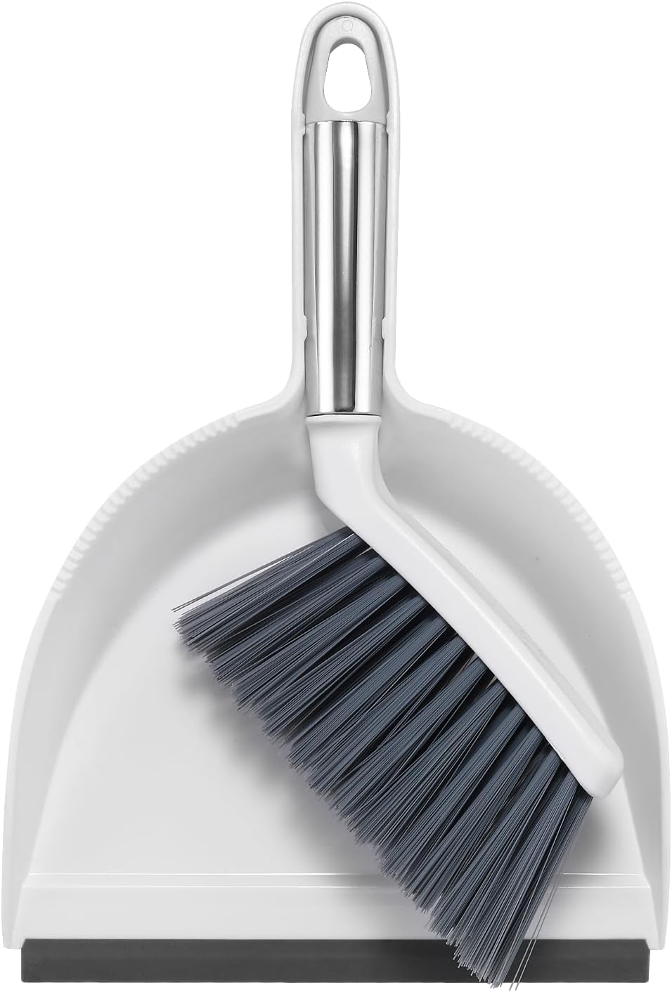 NACENA Mini Broom and Dustpan Set, Small Dust Pan and Brush Set with Handle Dustpan Teeth for Cleaning Hair Suitable for Office Desks Drawers Sofas Outdoor Camping, Light & Purple