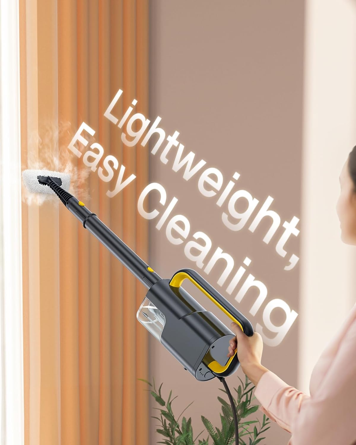 10-in-1 Steam Mop with Detachable Handheld Steamer, 350ml Tank, 10s Heat-Up, 248°F Steam Cleaner, 3-Level Control and Swivel Head for Floors, Carpets, Tiles, BBQ grill Multi-Surface Clean White