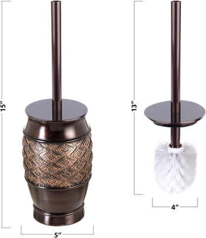 Creative Scents Rustic Luxe Toilet Brush and Holder Set - Beige Toilet Bowl Cleaner Brush with Strong Metal Handle - Long Bristles Toilet Bowl Brush and Holder - Rustic Farmhouse Decor