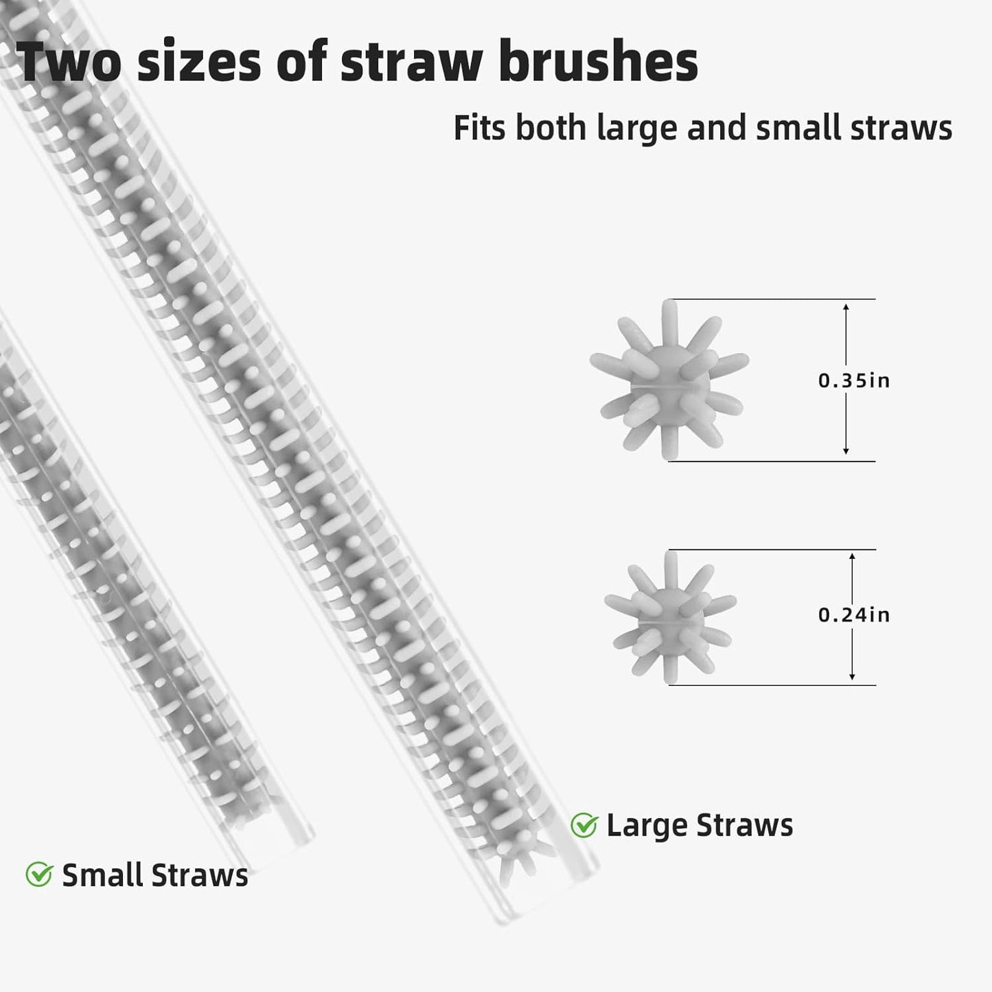 Silicone Straw Cleaner Brush, 4-Piece Reusable Straw Brush Set with Extra-Long Design for Cleaning Thin Metal Straws and Wider Milkshake Straws （6mm+9mm Pink)